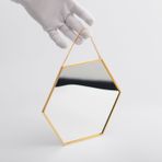 El Crea Designs 20x18cm Pirinç Gold Altıgen Duvar Askılı Ayna Dekoratif Yapımı