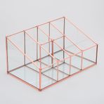 El Crea Designs 25x15x12cm Bakır Rose Gold Cam Makyaj Takı Aksesuar Parfüm Fırçalık Organizer