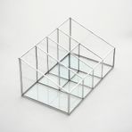 El Crea Designs 25x15x12cm Organizer Fırçalık Gümüş Cam Makyaj Takı Aksesuar Parfüm Kutusu