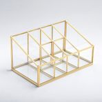 El Crea Designs 25x15x12cm Pirinç Gold Cam Makyaj Takı Aksesuar Parfüm Fırçalık Organizer Kutusu