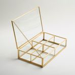 El Crea Designs 25x15x6cm Pirinç Gold Cam Makyaj Takı Aksesuar Parfüm Fırçalık Organizer Kutusu