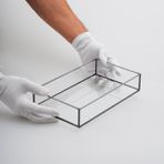 El Crea Designs 25x15x6cm Tepsi Cam Siyah Damat Kahvesi Nişan Sunum Tepsisi Yapımı Dekoratif