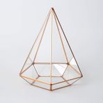 El Crea Designs 26x21x21cm Bakır Rose Gold Geometrik Teraryum Cam Fanus Aksesuar Çikolata Kutusu