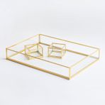 El Crea Designs 3 Parça Pirinç Gold Nişan Takımı Damat Kahvesi Sunum Tepsisi Yüzük Kutusu Cam Yapımı