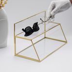 El Crea Designs 30x17x15cm Pirinç Gold Cam Makyaj Takı Aksesuar Parfüm Organizer