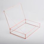 El Crea Designs 30x20x6cm Bakır Rose Gold Cam Kapaklı Takı Aksesuar Çikolata Fotoğraf Kutusu Yapımı Dekoratif