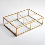 El Crea Designs 30x20x8cm Pirinç Gold Cam Makyaj Takı Aksesuar Parfüm Fırçalık Organizer Kutusu