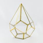 El Crea Designs 31x22x2cm Pirinç Gold Geometrik Teraryum Cam Fanus Takı Aksesuar Çikolata Kutusu