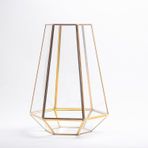 El Crea Designs 34x26x26cm Pirinç Gold Cam Geometrik Teraryum Cam Fanus Vazo Mumluk Yapımı Dekoratif