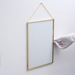 El Crea Designs 35x25cm Dikey Pirinç Gold Cam Duvar Askılı Fotoğraf Çerçevesi Kapaklı Yapımı Dekoratif