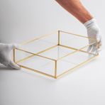 El Crea Designs 35x25x8cm Tepsi Cam Pirinç Gold Damat Kahvesi Nişan Sunum Tepsisi Yapımı