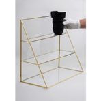 El Crea Designs 45x40x21cm Pirinç Gold Cam Makyaj Takı Aksesuar Parfüm Fırçalık Organizer Kutusu