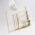 El Crea Designs 6 Parça Cam Fotoğraf Resim Çerçeve Takımı Yatay Pirinç Gold Duvar Askılı Kapaklı Yapımı Dekoratif