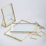 El Crea Designs 6 Parça Pirinç Gold Nişan Takımı Cam Damat Kahvesi Sunum Tepsisi Yüzük Kutusu Yapımı Set