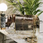 El Crea Designs 60x30cm Pirinç Gold Masaüstü Makyaj Aynası Dekoratif Yapımı Taşınabilir
