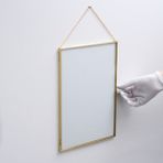 El Crea Designs Duvar Askılı Cam Resim Fotoğraf Çerçevesi Iskandinav Tarzı Dekorasyon Ham Pirinç Gold Brass 35X25CM
