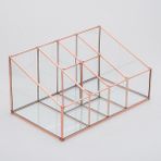 El Crea Designs Makyaj Organizeri Kalemlik Saklama Kutusu Masa Üstü Aksesuar Düzenleyici Bakır 6 Bölmeli 25X15X12/7CM