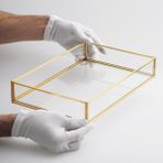 El Crea Designs Nişan Tepsisi Sunum Kahve Söz Dekoratif Gold Pirinç Brass 30X20X6CM