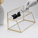 El Crea Designs Pirinç Cam Takı Aksesuar Makyaj Raflı Kalemlik Düzenleyici Organizer 30x17x15 cm