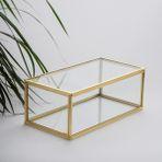 El Crea Designs Takı, Makyaj, Aksesuar, Çikolata Kutusu Kapaklı Cam Ham Pirinç Gold 23X12X8CM