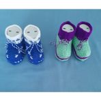 El Emeği Kız ve Erkek Çocuk Patik Çorap 2'li Paket 6-15 Aylık - 9 - 15 Ay - Açık Mavi - Mint Yeşili