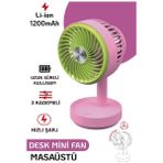 El Fanı Masaüstü Vantilatör Soğutucu Teleskopik 3 Kademe Type-C Hızlı Şarj Mini Soğutucu - Pembe