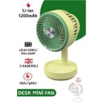 El Fanı Masaüstü Vantilatör Soğutucu Teleskopik 3 Kademe Type-C Hızlı Şarj Mini Soğutucu - Yeşil