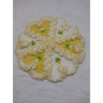 El İşi Fırfır Detaylı El Emeği Çeyizlik Sarı Beyaz Çiçekli Banyo Lifi, 30*31 CM - Sarı - Beyaz