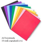 El Işi Için A4 Boyutunda (21 x 29,7 Cm) 10 Renk Yapışkanlı Eva