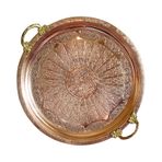 El İşlemeli Otantik Desenli Kalın Bakır Tepsi (1mm) 38 cm Çap