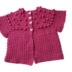 El Örgüsü bebe hırkası kız bebek - Fuşya
