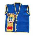 El Örgüsü Bebe Yeleği Erkek çocuk-Mavi