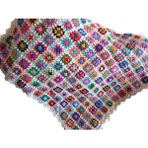 El Örgüsü Etnik Otantik Motifli Ekru Koltuk Şalı (95 cm x 95 Cm) - 95 x 95 cm