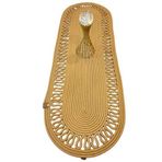 El Örgüsü Jüt Runner Oval Şerit Desenli Masa Sehpa Unite Üstü Dekoratif Amerikan Servis Kaymaz Yıkanabilir Bohem Tarz Restorant Ofis Otel Alanlarınız İçin Dekor (JÜT, 30 X 70 CM)