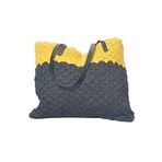 El Örgüsü Sarı-siyah Kağıt Ipten Kadın Omuz Çantası, Tote Bag El Yapımı