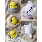 El Örgüsü Sevimli Ayıcık ve Tavşan Amigurumi Uyku Seti - Yeni Doğan Hediyesi