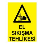 El Sıkışma Tehlikesi Uyarı Tabelası - 35x50 Alüminyum Kompozit Panel - M119