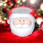El Yapamı Soya Mumu Noel Baba Beton Mumlukta - Beyaz - Kırmızı - 1 Adet