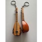 El Yapımı 2 Adet Birden Minyatür Anahtarlık Bağlama Saz Araba Süsü