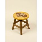 El Yapımı Ahşap Çocuk Taburesi – Sevimli Hayvan Figürlü - 26*28 cm - Sarı