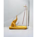 El Yapımı Ahşap Fil Tütsülük 24 x 10 Tabak 30 cm Boy Doğal Selvi Ağacı Meditasyon ve Benzersiz Hediye - Sarı
