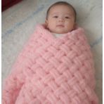 El Yapımı Alize Puffy Bebek Battaniyesi Renk El Örgüsü - Yavruağzı - 90*90