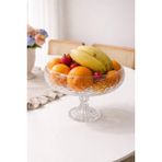 El Yapımı Ayaklı Büyük Boy Cam Salata Meyve Çerez Makarna Sunum Kasesi Şeffaf 23 cm - 1,5 lt