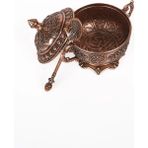 El Yapımı Bakır Zamak Şekerlik, Kaşık Dahil, 11X13 Cm, Şık ve Dayanıklı Tasarım - Seçenek 1 - Altın