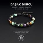 El Yapımı Başak Burcu Bohem Bileklik – Yeşim, Amazonit, Jasper, Ametist, Akik ve Turmalin Taşlı