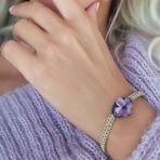 El Yapımı Cam Çiçek Gümüş Bileklik