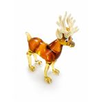 El Yapımı Cam Geyik Figürü, Murano Tarzı, Amber Rengi, 10x9 cm, Noel Temalı, Nadir Koleksiyon Süs Eşyası