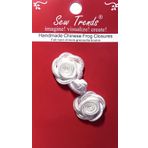 El Yapımı Çin Kurbağaları Düğme Kapakları - Beyaz- Güzel Gül Çiçeği Tasarımı - 1" x 2.5" - 1 Çift/pk Dikiş Kabanları Pelerinler Ceketler Rönesans