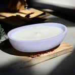 El Yapımı Dekoratif Beton Kase Mum – Minimal Tasarım Uzun Süreli Yanış | Ev Dekoru & Hediye - lila
