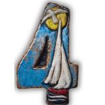 El Yapımı Deniz Temalı Seramik Kapı No.4-8x13 cm - Akdeniz/Ege ruhu - Dekoratif Ev, Villa, Site Girişi, Dış Mekan ve Apartman Girişi